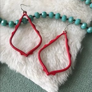 ••3 for $35•• Red Filigree Dangle Earrings